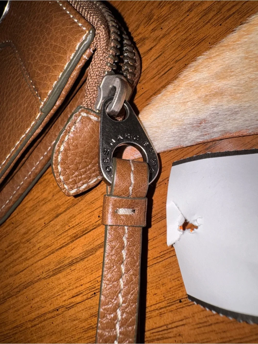 Marc Jacobs Tan Leather Wristlet Wallet with Logo Medallion